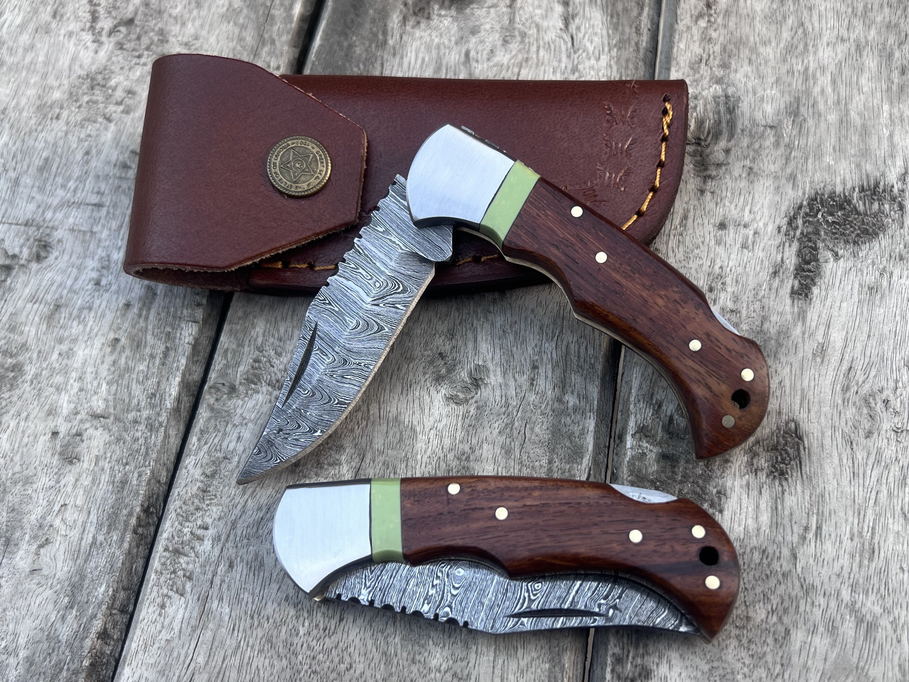 Thomas Damascus Knife Pocket Knife Handle Material: Rosewood Pure Handmade  Outdoor Camping Knives Xmas Gift For Man From E5201314, $32.49
