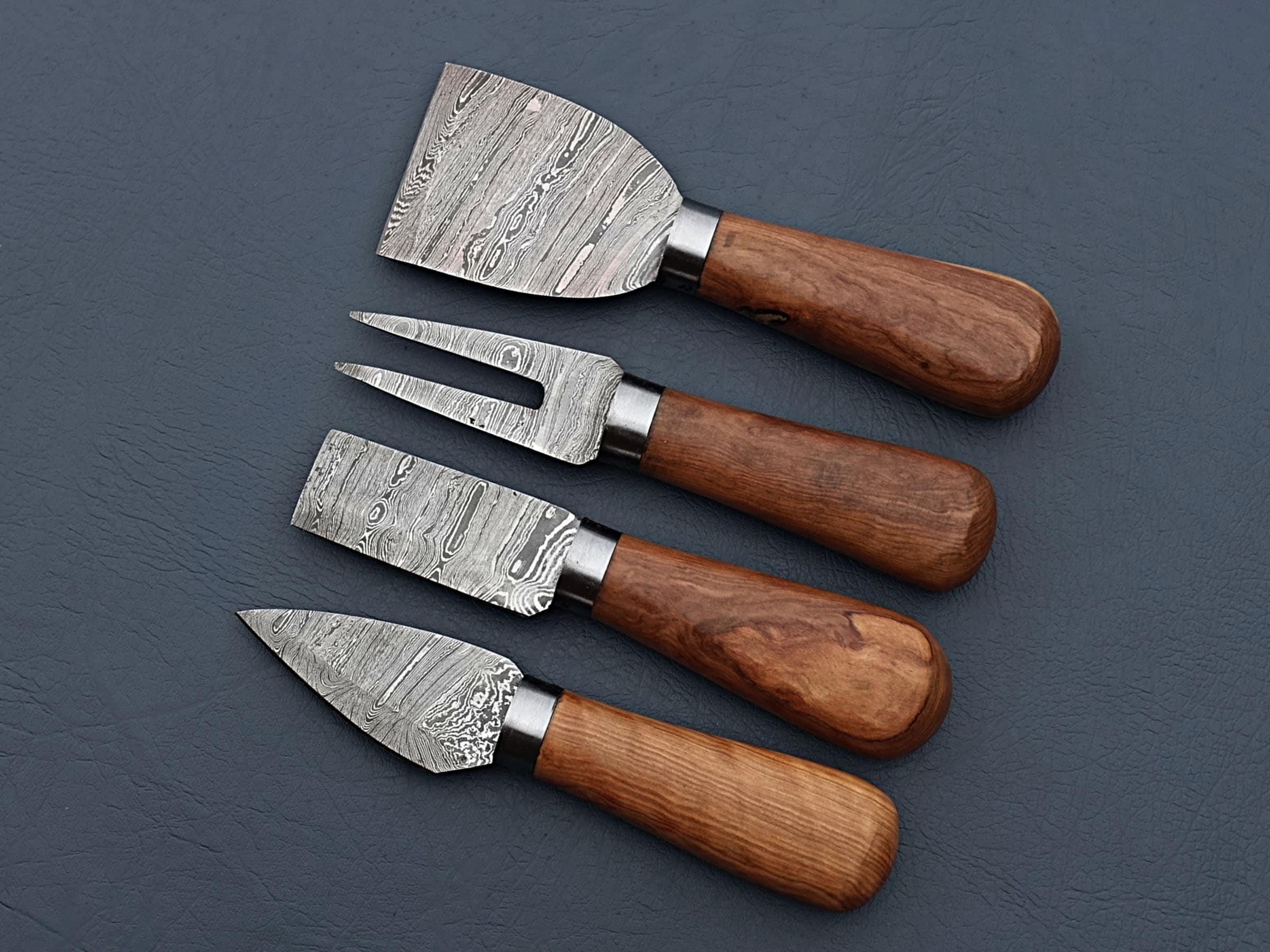 Handmade Damascus Cheese Knife Set of 5 Pcs With Olivewood Handle Birthday  Gift Steak Knife Groomsmen Gift Thanksgiving Gift for Husband 