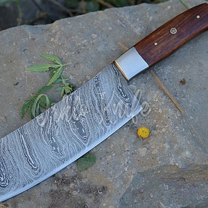 Handmade Damascus Chef Knife Big Chopper With Rosewood Handle Gift For Father Cleaver Knife Wedding Gift Anniversary Gift For Husband & Wife