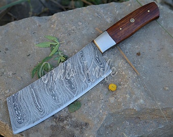 Handmade Damascus Chef Knife Big Chopper With Rosewood Handle Gift For Father Cleaver Knife Wedding Gift Anniversary Gift For Husband & Wife