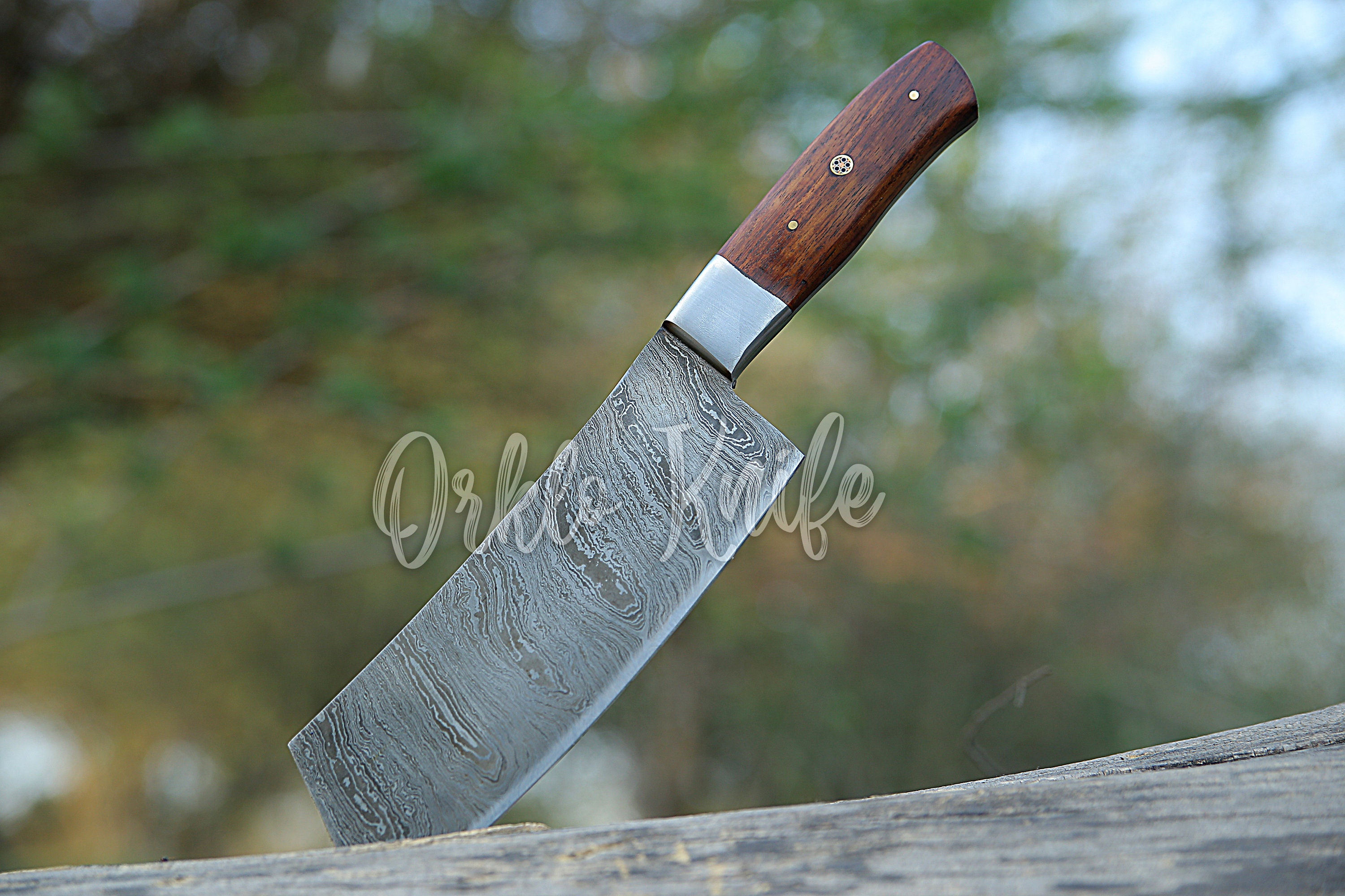Handmade Damascus Serbian Chef Knife Big Chopper With Rosewood & Olive Wood  Gift for Women Kitchen Knife Groomsman Father's Day Gift Lover 
