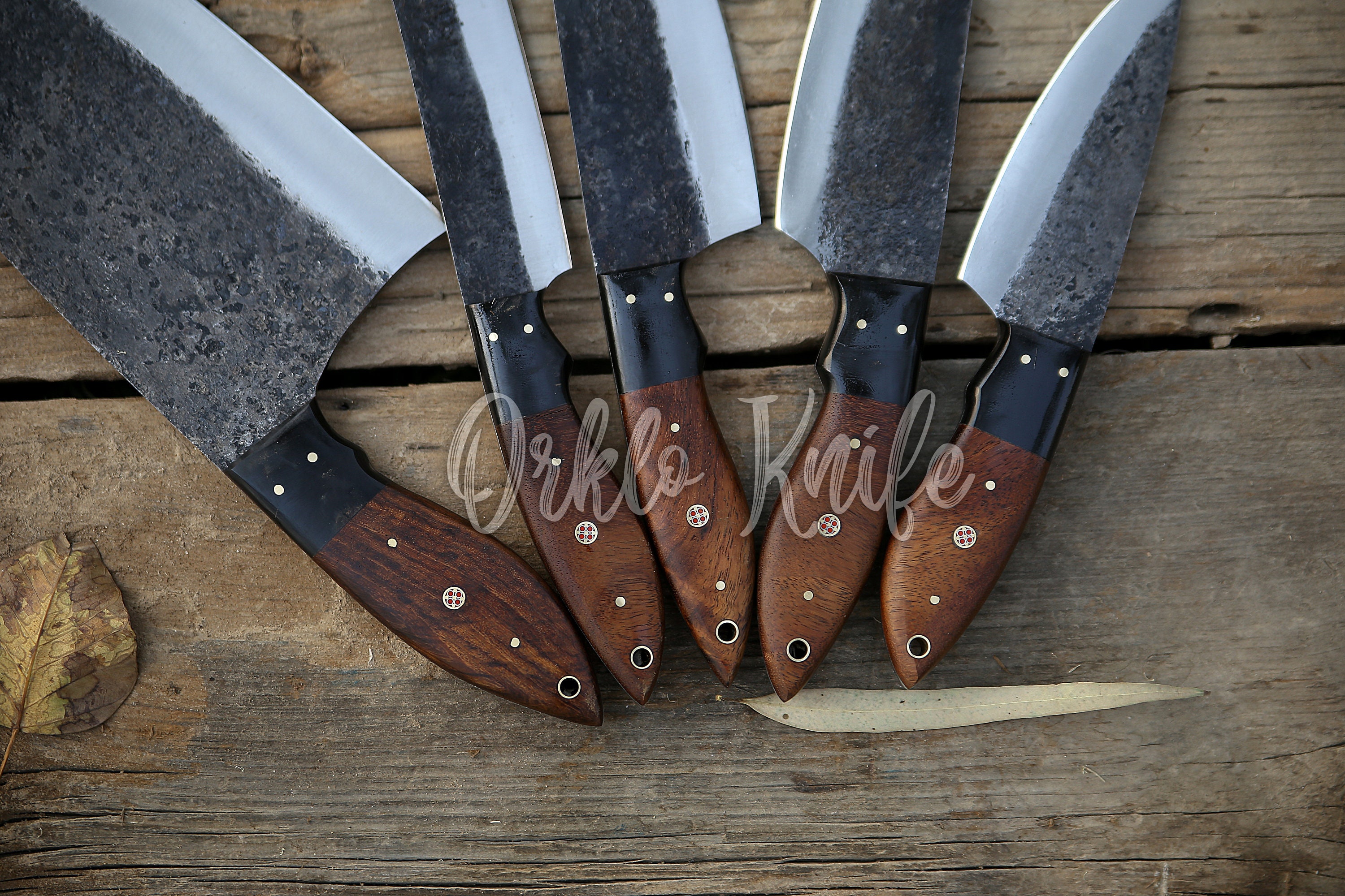 German Steel 50crmov15 Chef Knife Set 7 Pcs With Natural Ebony Wood Handles Kitchen  Knife Set EDC Cooking Knives Christmas Gift Father Gift 