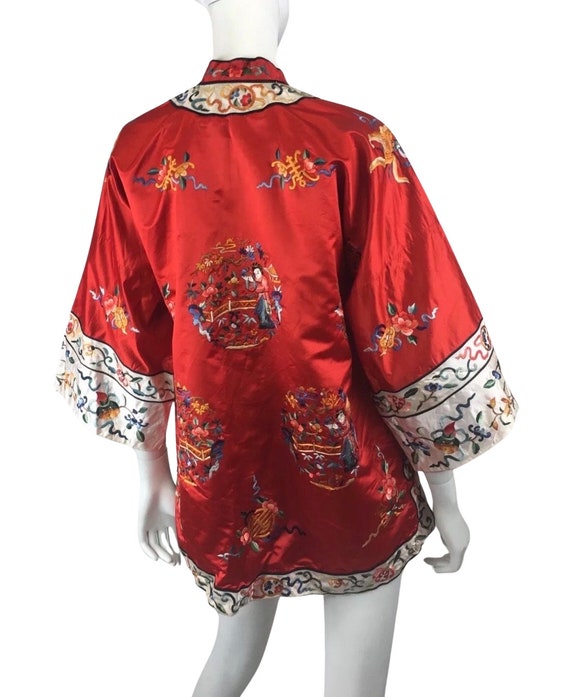 Vintage 1950s original rare Chinese red  embroide… - image 4