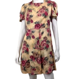 Vintage 1960s/1970s floral abstract print retro dress UK 10