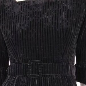 Vintage 1950s black ribbed velvet fit and flare dress by Modehaus record Germany image 3