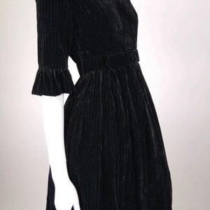 Vintage 1950s black ribbed velvet fit and flare dress by Modehaus record Germany image 2