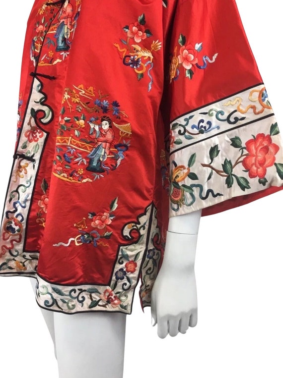 Vintage 1950s original rare Chinese red  embroide… - image 3