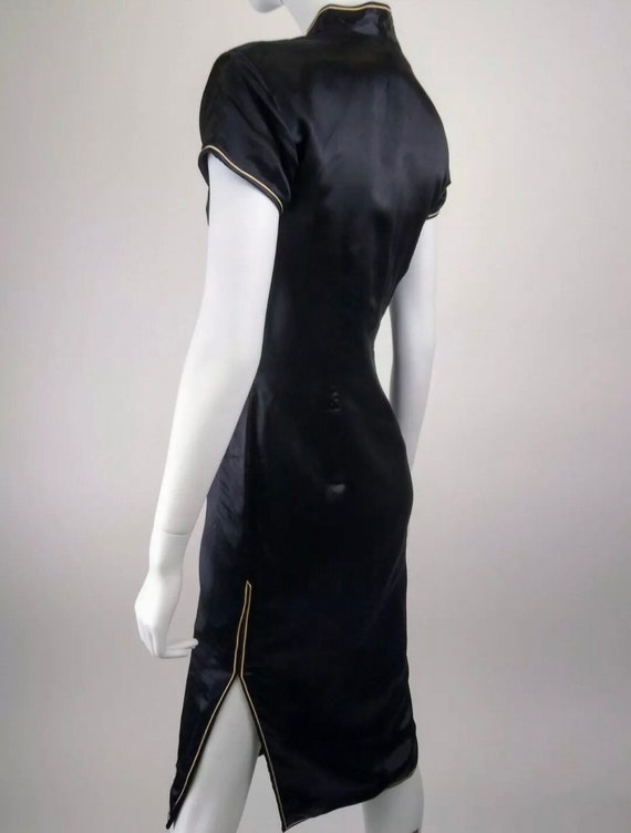 Vintage 1960/1970s Far Eastern black silk maxi dr… - image 6