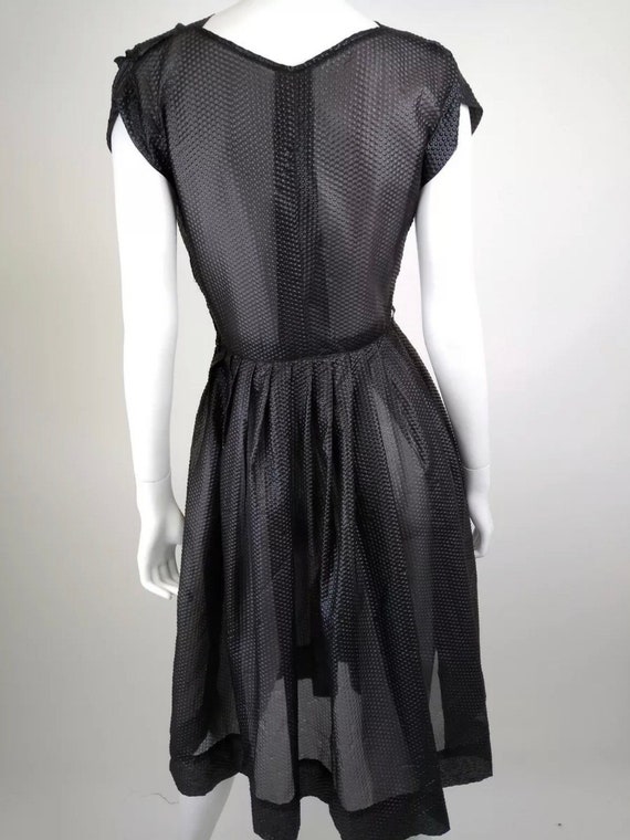 Vintage 1940/1950s black semi sheer rockabilly dr… - image 5