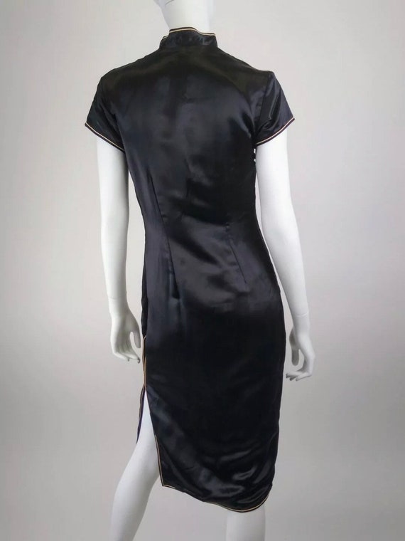 Vintage 1960/1970s Far Eastern black silk maxi dr… - image 7