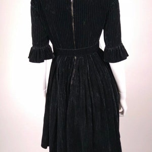 Vintage 1950s black ribbed velvet fit and flare dress by Modehaus record Germany image 5