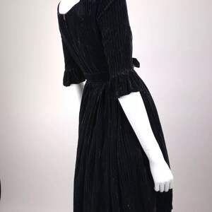 Vintage 1950s black ribbed velvet fit and flare dress by Modehaus record Germany image 4