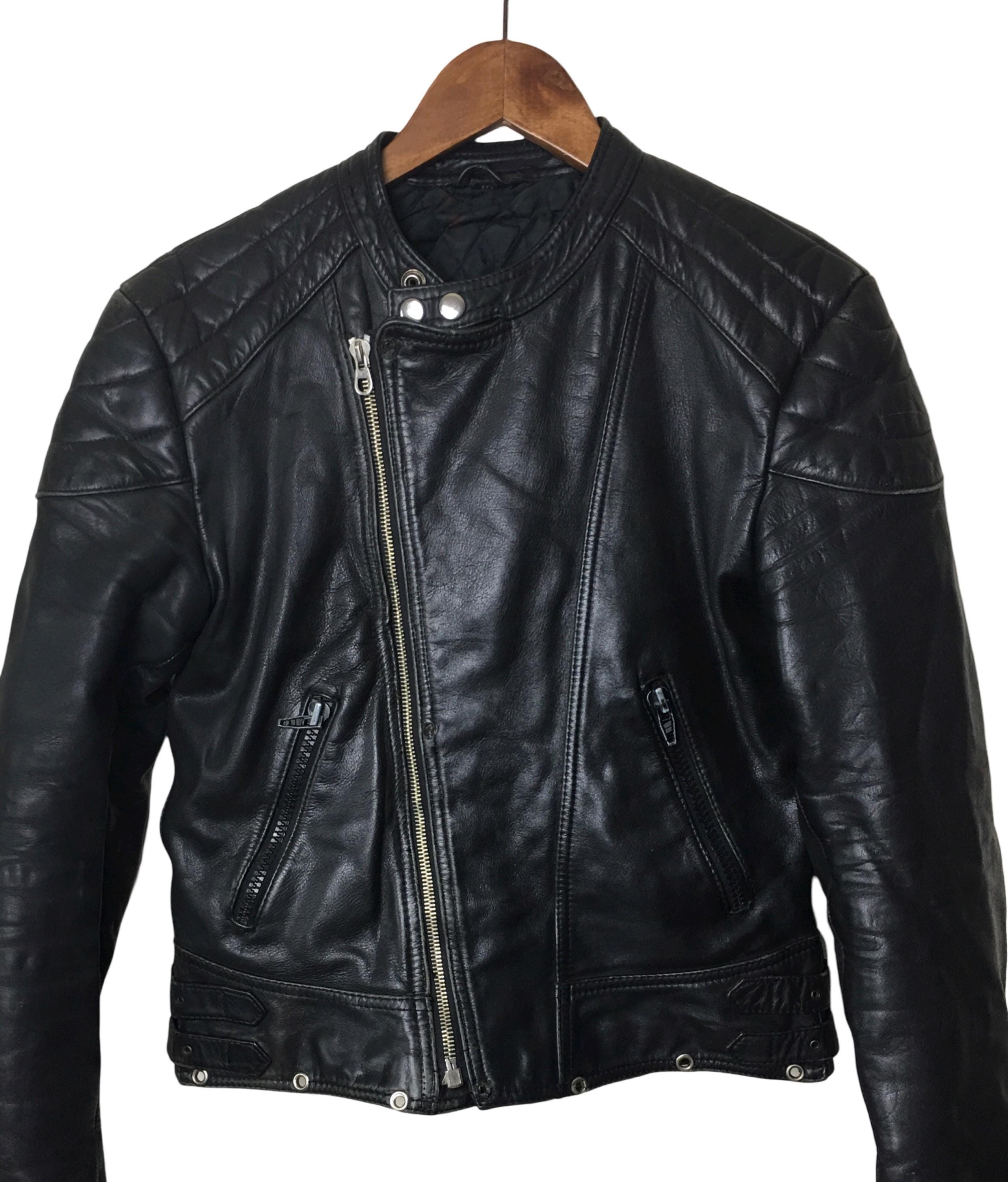 Vintage Original Mark Astor Motorcycle Biker Black Leather Jacket