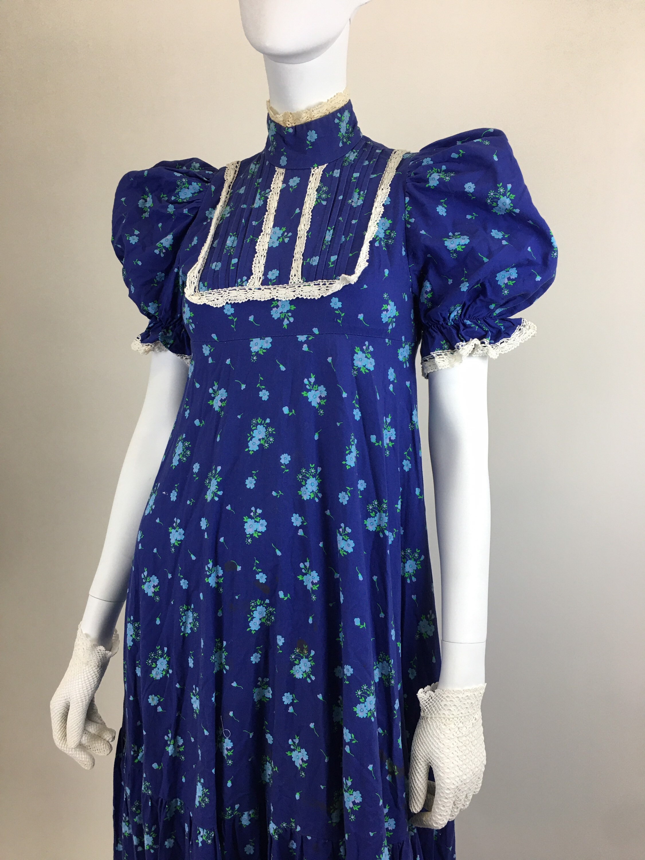 Vintage Original 1970s LAURA ASHLEY Prairie Maxi Dress UK 8 10 Etsy UK