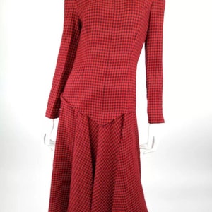 Vintage 1980s red black check dress by Fink Modell 34 dress UK 8 10