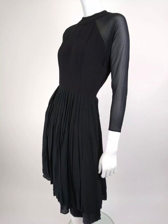 Vintage 1950s 1960s black semi sheet fit and flar… - image 3