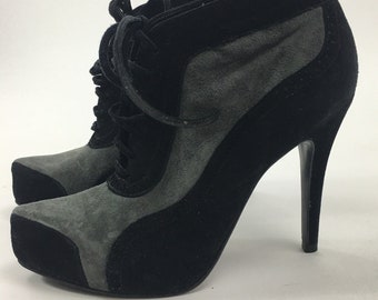 Vintage Original 1990s CARVELA high heel black Grey Suede leather Stilettos boots shoes UK 5