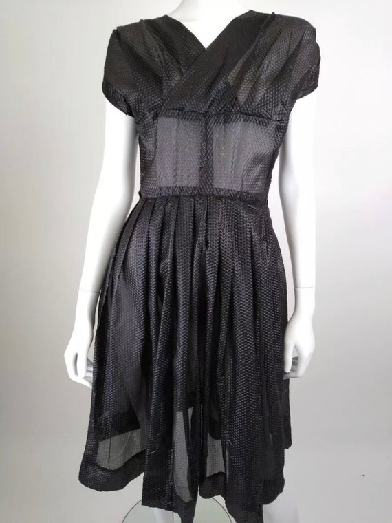 Vintage 1940/1950s black semi sheer rockabilly dr… - image 1