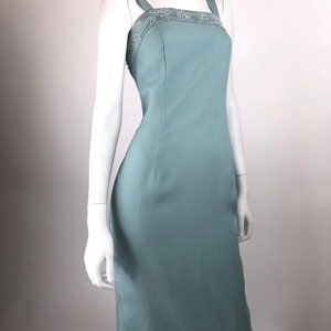Vintage original 1960s mod turquoise fitted wiggle pencil dress