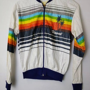 Vintage 1960/1970s Hawaii novelty print Souvenir windbreaker paper thin jacket UK S/M