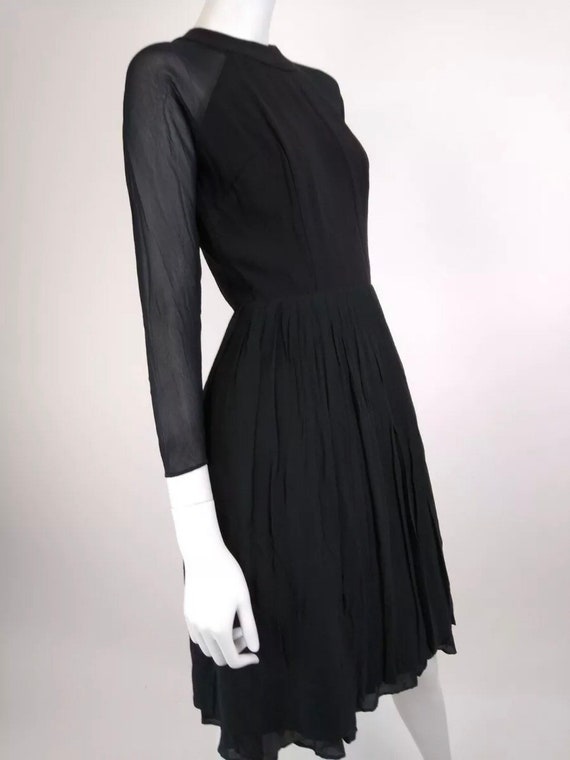 Vintage 1950s 1960s black semi sheet fit and flar… - image 2