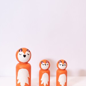 Fox Peg Dolls | peg dolls | Dollhouse Montessori | Peg Dolls | Pretend play | Toys for kids | Halloween Peg people | manipulatives play