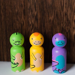 Dinosaurs | Dino toys | Dollhouse Montessori | Peg Dolls | Pretend play | Toys for kids | kids gifts | manipulatives play | peg people
