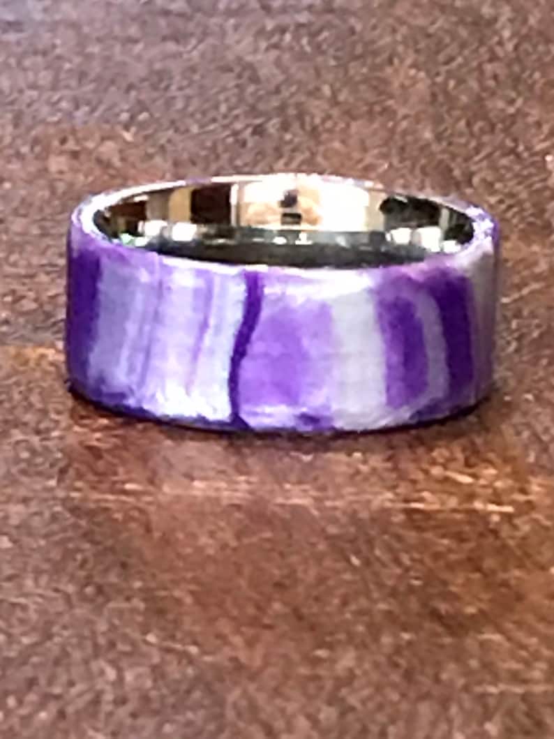 Purple /& Silver Polymer Clay Ring size 12