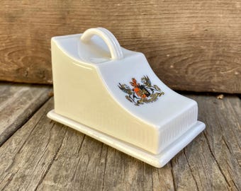 Antique Goss Porcelain Cheese Dish: Exeter Crest Souvenir China