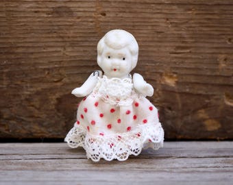 Vintage 1920s Japanese Bisque Penny Doll 1.75” - Miniature Dollhouse Doll
