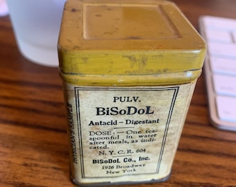 1920s BiSoDol Physician's Sample Tin - Vintage Apothecary Collectible