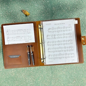 Personalized Leather Sheet Music Binder, Music Portfolio for Concert Choir, Engraved Musician Gift