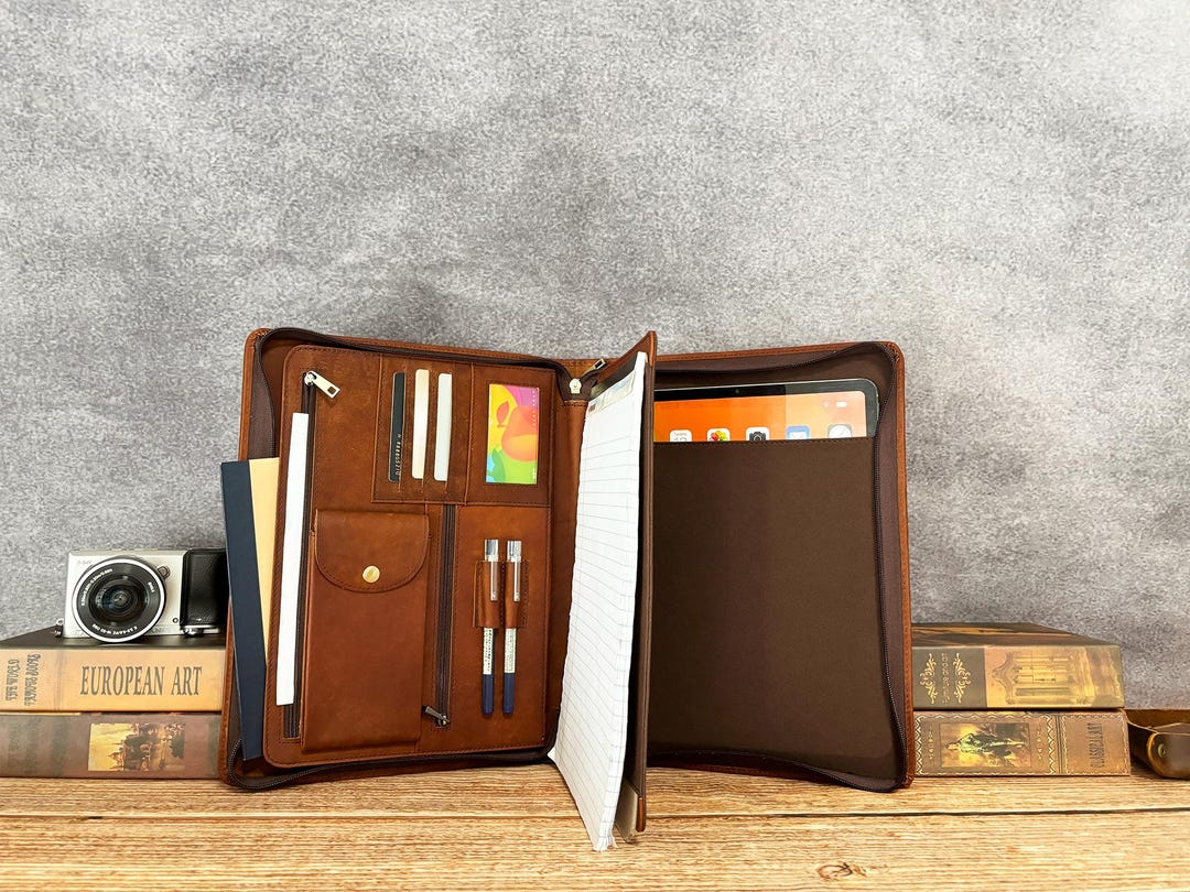 Leather personalized portfolio cover a4 leather padfolio for men