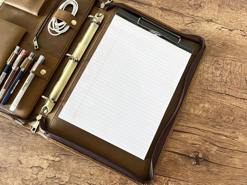 3 Ring Binder Portfolio for Men Leather Portfolio With Logo Etsy