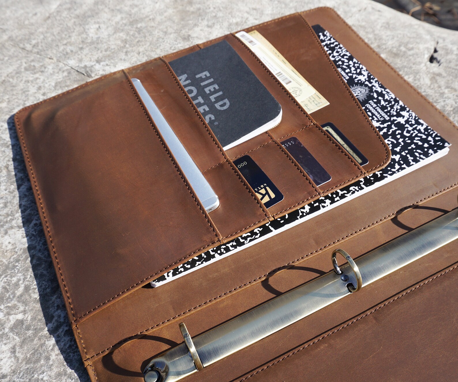 Leather Portfolio for Men 3 Ring Binder Padfolio for Etsy