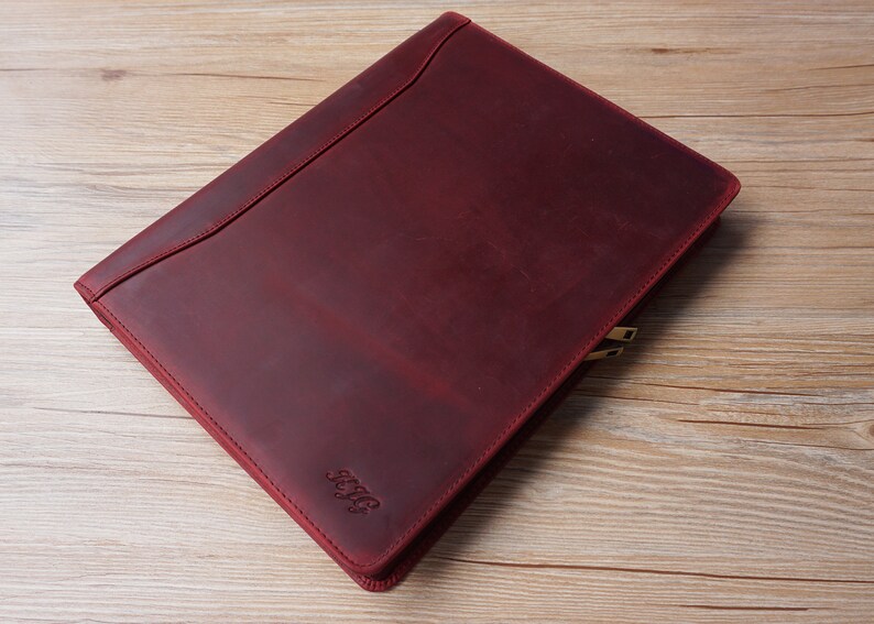 Leather Portfolio Binder Personalized Padfolio With Logo Etsy