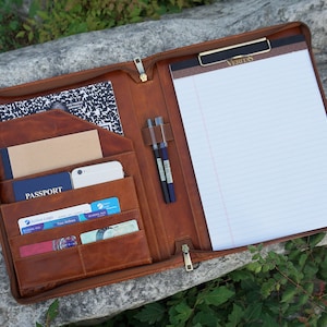 Personalized Leather Portfolio for Men, Leather Padfolio for men, Custom Portfolio with Logo, A4 Leather Folder, Gift for Christmas Day