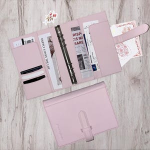 Pasta personalizada A4/A5 rosa, pasta personalizada com 6 argolas, planejador recarregável A5, capa para planejador/diário/caderno, presente criativo para ela