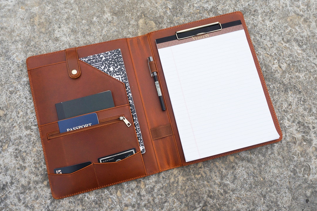 Personalized Leather Portfolio for Men, Leather Padfolio With Clipboard