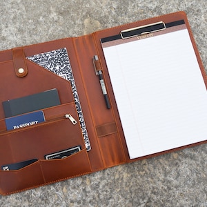 Personalized Leather Portfolio for Men, Leather Padfolio with Clipboard, Custom Leather Folio, Resume Folder for Women, Business Folder