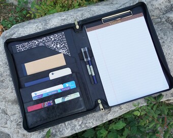 Personalized Leather Portfolio for Men, Business Padfolio with Clipboard, A4 Leather Folder, Birthday Gifts