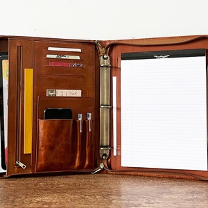 Personalized Leather Portfolio for Men, Leather Binder 3 Ring, Leather Padfolio with Name, Gift for Him/Graduation, New Year Day Gifts