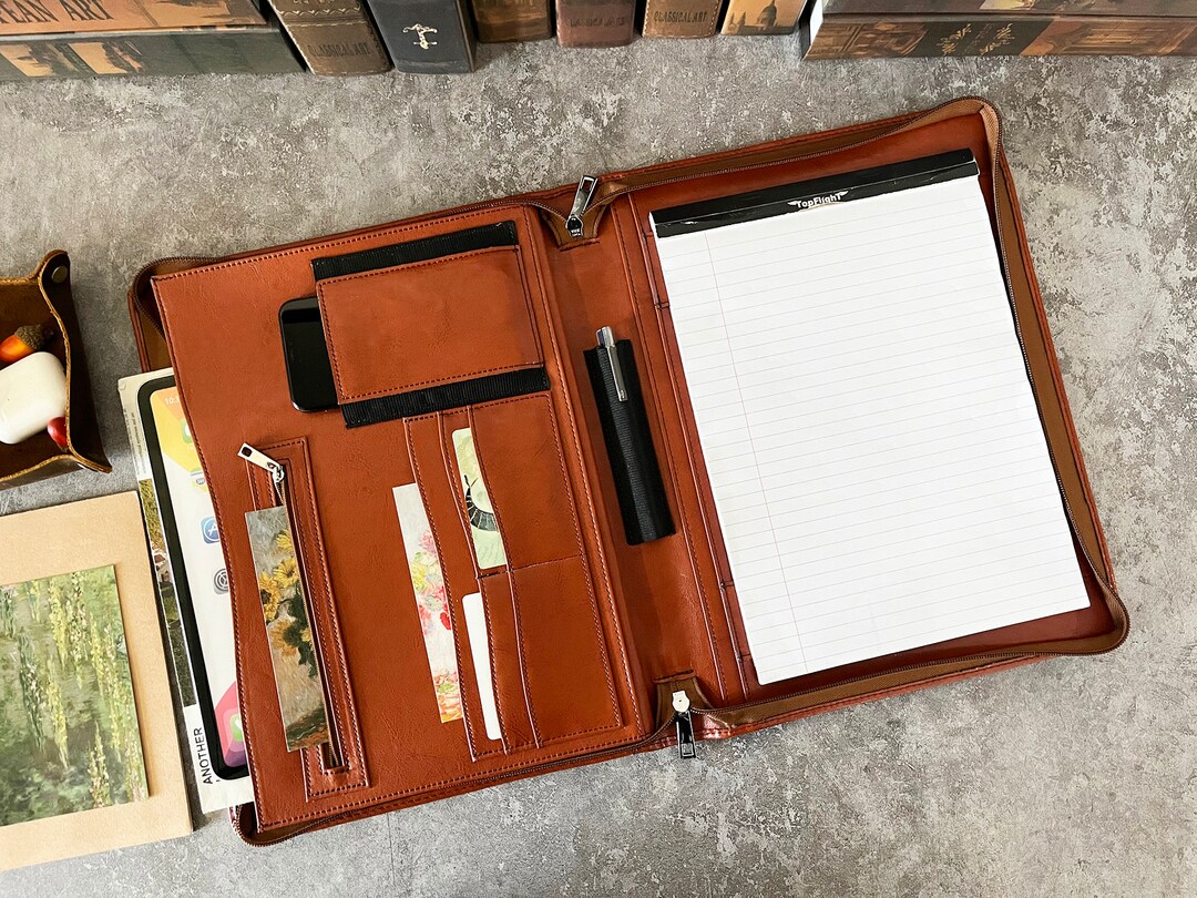 Leather Portfolio for Men Personalized Leather Padfolio Etsy