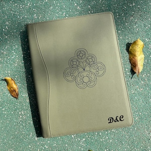 Personalized Vegan Leather Portfolio for Men, Zippered Padfolio with A4 Document Organizer, Business Gift