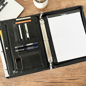 Personalized Vegan Leather 3-Ring Binder Portfolio: Engraved Padfolio