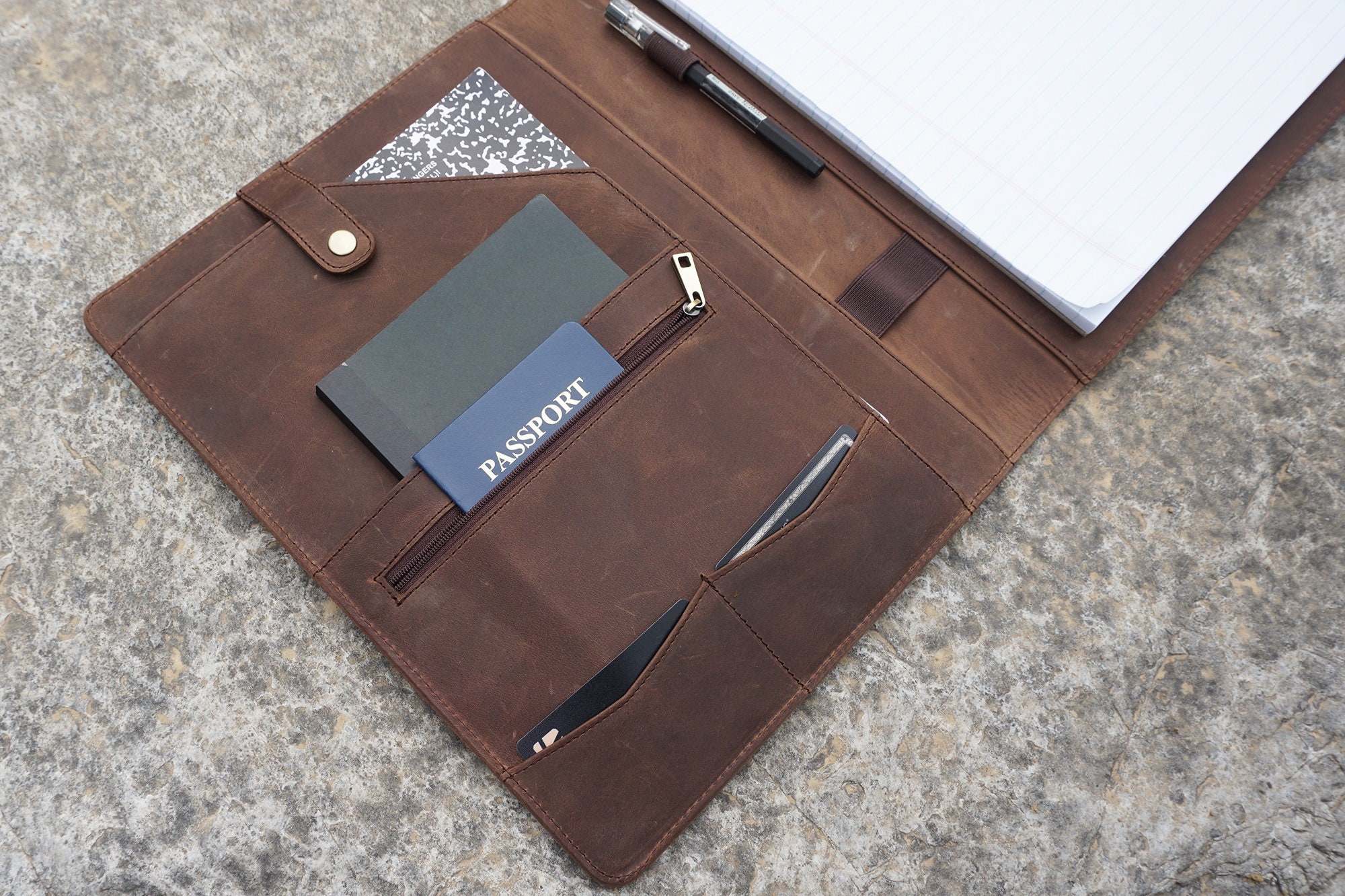 Personalized Leather Portfolio Padfolio with Clipboard Free Etsy