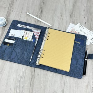 Capa de fichário de couro A5 com relevo, planejador personalizado com 6 argolas, diário e cadernos de couro personalizados para mulheres, presente personalizado para ele