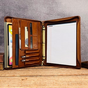 Custom Leather Padfolio Binder: Personalized Business Portfolio Organizer