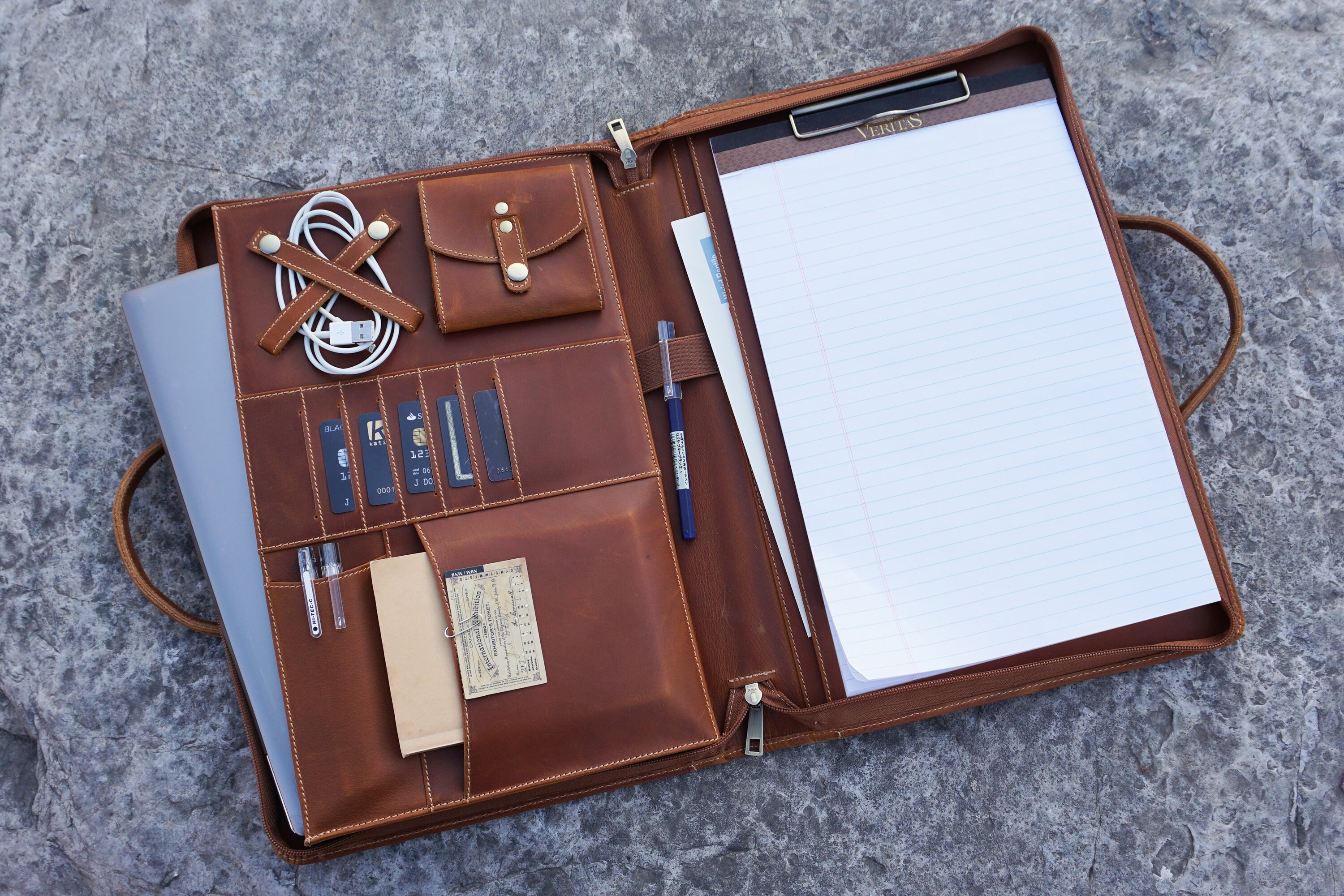 Leather Portfolio for Men Legal Size Notepad Padfolio With Etsy