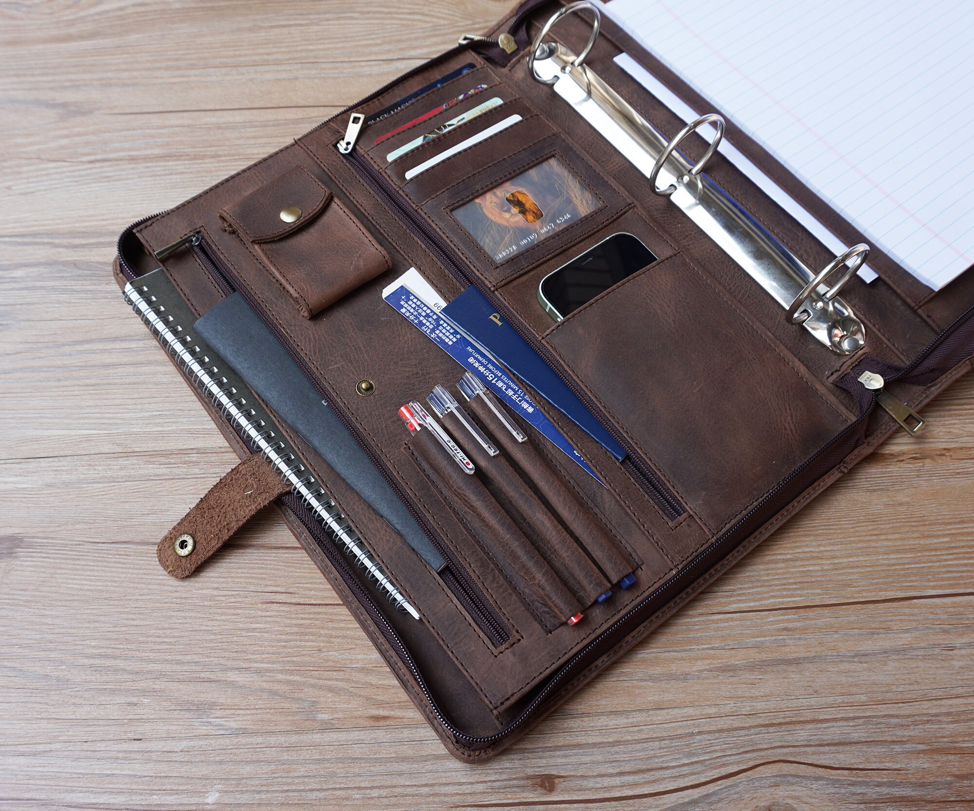 Personalized Leather Portfolio 3 Ring Binder Portfolio A4 Etsy